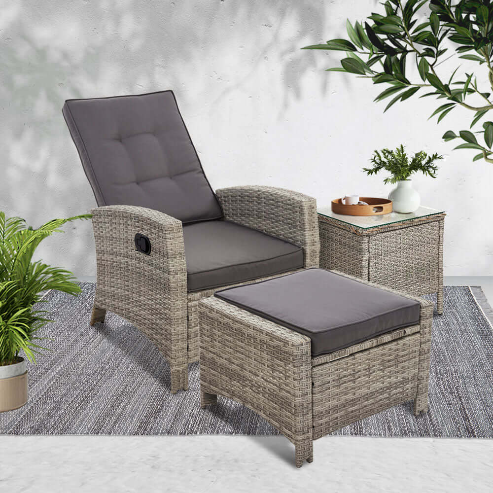 DSZ Product, feed-cond-new, feed-sl-DSZ Freight Payable, newGardeon 3Pc Recliner Chairs Table Sun Lounge Wicker Outdoor Furniture Adjustable Grey - Premium Furniture > Outdoor > Outdoor Chairs from Gardeon ! Shop Online Buy Now at S & D's Value Store Family Business Best Customer ServiceDSZ Product, feed-cond-new, feed-sl-DSZ Freight Payable, new