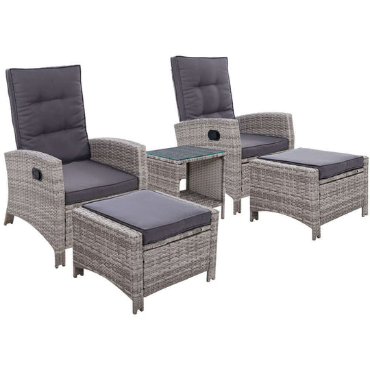 DSZ Product, feed-cond-new, feed-sl-DSZ Freight Payable, newGardeon 5Pc Recliner Chairs Table Sun Lounge Wicker Outdoor Furniture Adjustable Grey - Premium Furniture > Outdoor > Outdoor Chairs from Gardeon ! Shop Online Buy Now at S & D's Value Store Family Business Best Customer ServiceDSZ Product, feed-cond-new, feed-sl-DSZ Freight Payable, new