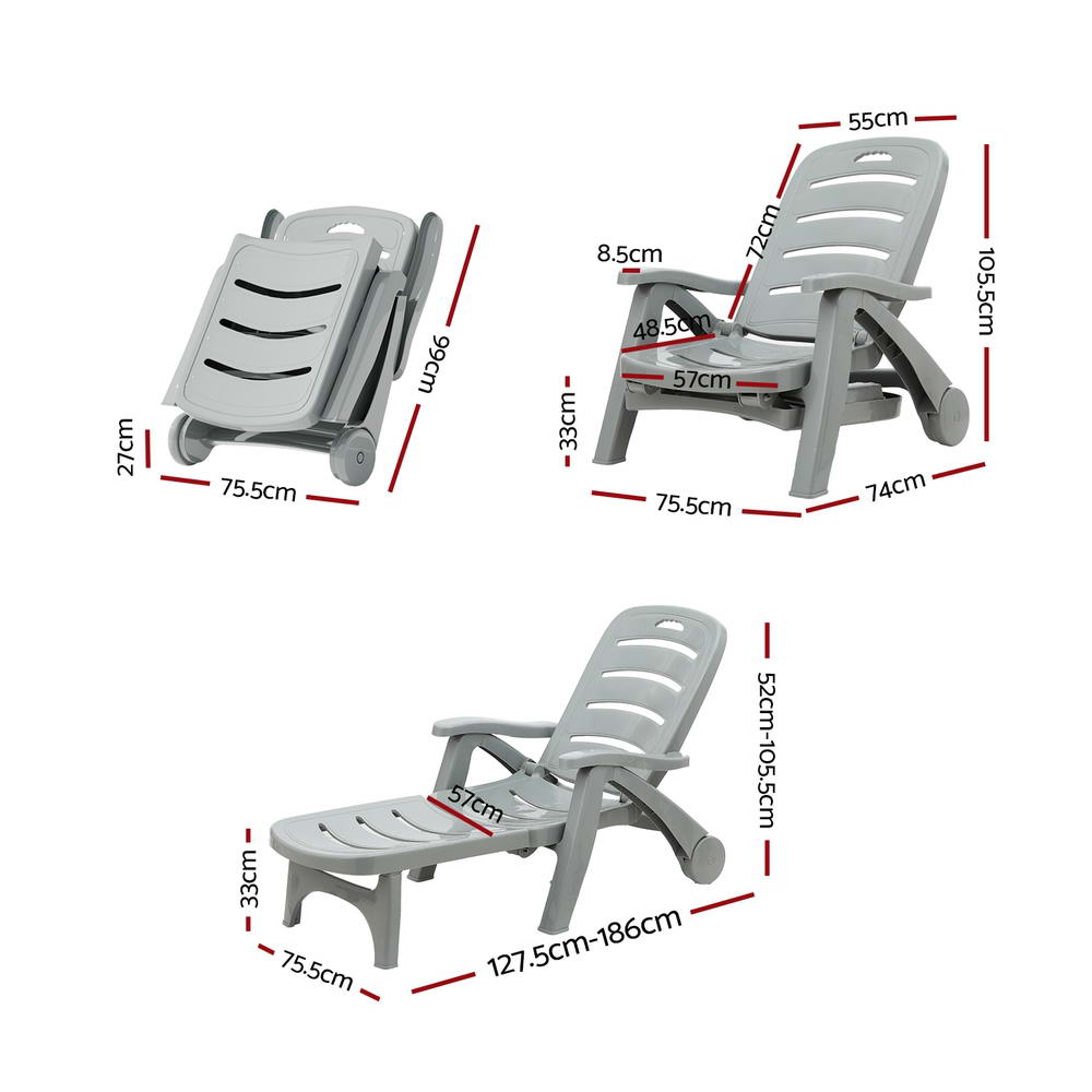 DSZ Product, feed-cond-new, feed-sl-DSZ Freight Payable, newGardeon Sun Lounger Folding Lounge Chair Wheels Patio Outdoor Furniture Grey - Premium Furniture > Outdoor > Outdoor Chairs from Gardeon ! Shop Online Buy Now at S & D's Value Store Family Business Best Customer ServiceDSZ Product, feed-cond-new, feed-sl-DSZ Freight Payable, new