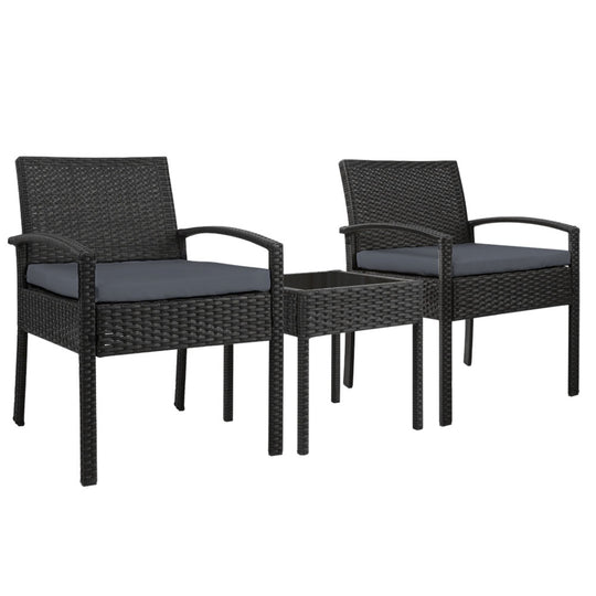 DSZ Product, feed-cond-new, feed-sl-DSZ Freight Payable, newGardeon 3Pc Patio Furniture Bistro Set Wicker Outdoor Lounge Setting Black - Premium Furniture > Outdoor > Outdoor Sofas & Lounge Sets from Gardeon ! Shop Online Buy Now at S & D's Value Store Family Business Best Customer ServiceDSZ Product, feed-cond-new, feed-sl-DSZ Freight Payable, new