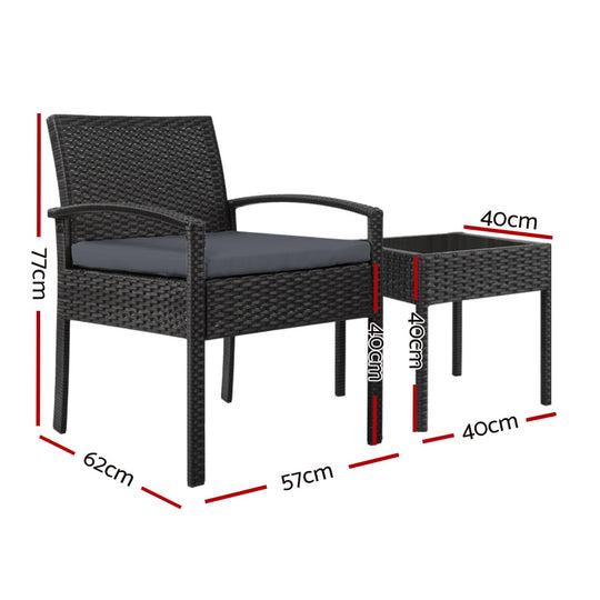 DSZ Product, feed-cond-new, feed-sl-DSZ Freight Payable, newGardeon 3Pc Patio Furniture Bistro Set Wicker Outdoor Lounge Setting Black - Premium Furniture > Outdoor > Outdoor Sofas & Lounge Sets from Gardeon ! Shop Online Buy Now at S & D's Value Store Family Business Best Customer ServiceDSZ Product, feed-cond-new, feed-sl-DSZ Freight Payable, new