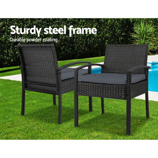 DSZ Product, feed-cond-new, feed-sl-DSZ Freight Payable, newGardeon 3Pc Patio Furniture Bistro Set Wicker Outdoor Lounge Setting Black - Premium Furniture > Outdoor > Outdoor Sofas & Lounge Sets from Gardeon ! Shop Online Buy Now at S & D's Value Store Family Business Best Customer ServiceDSZ Product, feed-cond-new, feed-sl-DSZ Freight Payable, new