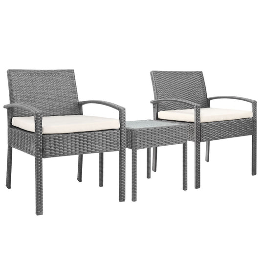 DSZ Product, feed-cond-new, feed-sl-DSZ Freight Payable, newGardeon 3Pc Patio Furniture Bistro Set Wicker Outdoor Lounge Setting Grey - Premium Furniture > Outdoor > Outdoor Sofas & Lounge Sets from Gardeon ! Shop Online Buy Now at S & D's Value Store Family Business Best Customer ServiceDSZ Product, feed-cond-new, feed-sl-DSZ Freight Payable, new