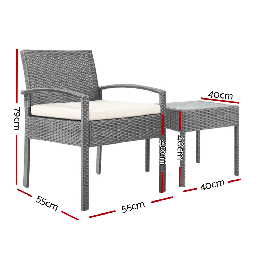 DSZ Product, feed-cond-new, feed-sl-DSZ Freight Payable, newGardeon 3Pc Patio Furniture Bistro Set Wicker Outdoor Lounge Setting Grey - Premium Furniture > Outdoor > Outdoor Sofas & Lounge Sets from Gardeon ! Shop Online Buy Now at S & D's Value Store Family Business Best Customer ServiceDSZ Product, feed-cond-new, feed-sl-DSZ Freight Payable, new