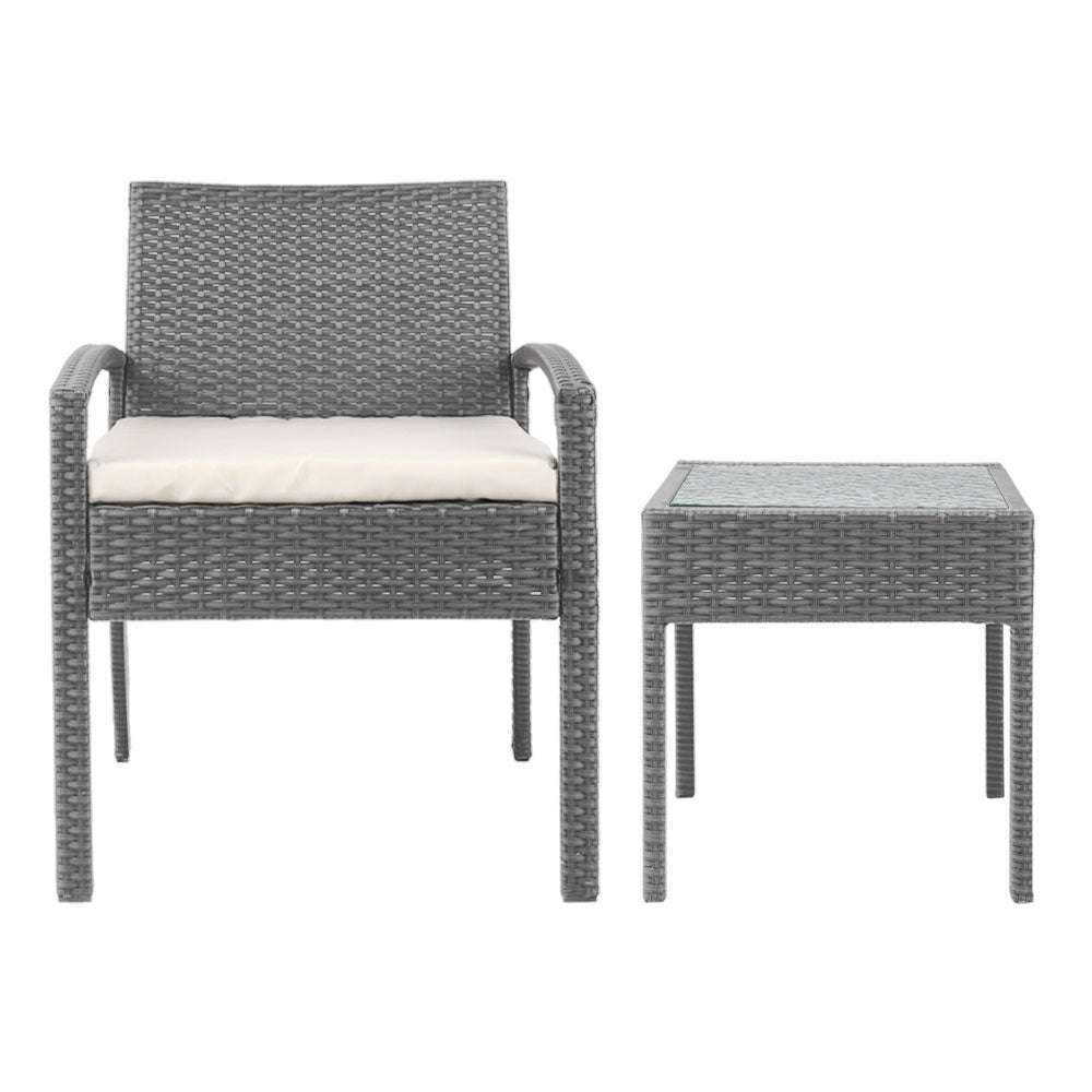 DSZ Product, feed-cond-new, feed-sl-DSZ Freight Payable, newGardeon 3Pc Patio Furniture Bistro Set Wicker Outdoor Lounge Setting Grey - Premium Furniture > Outdoor > Outdoor Sofas & Lounge Sets from Gardeon ! Shop Online Buy Now at S & D's Value Store Family Business Best Customer ServiceDSZ Product, feed-cond-new, feed-sl-DSZ Freight Payable, new