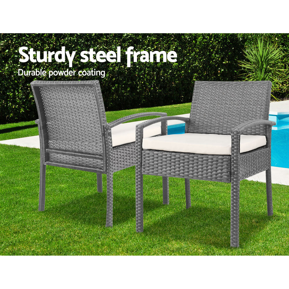 DSZ Product, feed-cond-new, feed-sl-DSZ Freight Payable, newGardeon 3Pc Patio Furniture Bistro Set Wicker Outdoor Lounge Setting Grey - Premium Furniture > Outdoor > Outdoor Sofas & Lounge Sets from Gardeon ! Shop Online Buy Now at S & D's Value Store Family Business Best Customer ServiceDSZ Product, feed-cond-new, feed-sl-DSZ Freight Payable, new