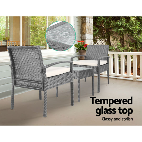 DSZ Product, feed-cond-new, feed-sl-DSZ Freight Payable, newGardeon 3Pc Patio Furniture Bistro Set Wicker Outdoor Lounge Setting Grey - Premium Furniture > Outdoor > Outdoor Sofas & Lounge Sets from Gardeon ! Shop Online Buy Now at S & D's Value Store Family Business Best Customer ServiceDSZ Product, feed-cond-new, feed-sl-DSZ Freight Payable, new