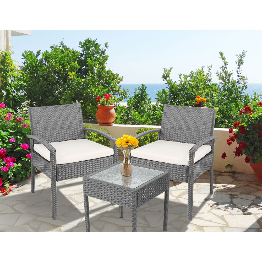 DSZ Product, feed-cond-new, feed-sl-DSZ Freight Payable, newGardeon 3Pc Patio Furniture Bistro Set Wicker Outdoor Lounge Setting Grey - Premium Furniture > Outdoor > Outdoor Sofas & Lounge Sets from Gardeon ! Shop Online Buy Now at S & D's Value Store Family Business Best Customer ServiceDSZ Product, feed-cond-new, feed-sl-DSZ Freight Payable, new