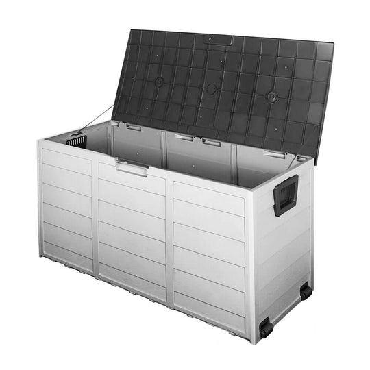 Gardeon 290L outdoor storage box, lockable, weather-resistant, affordable garden storage solution.