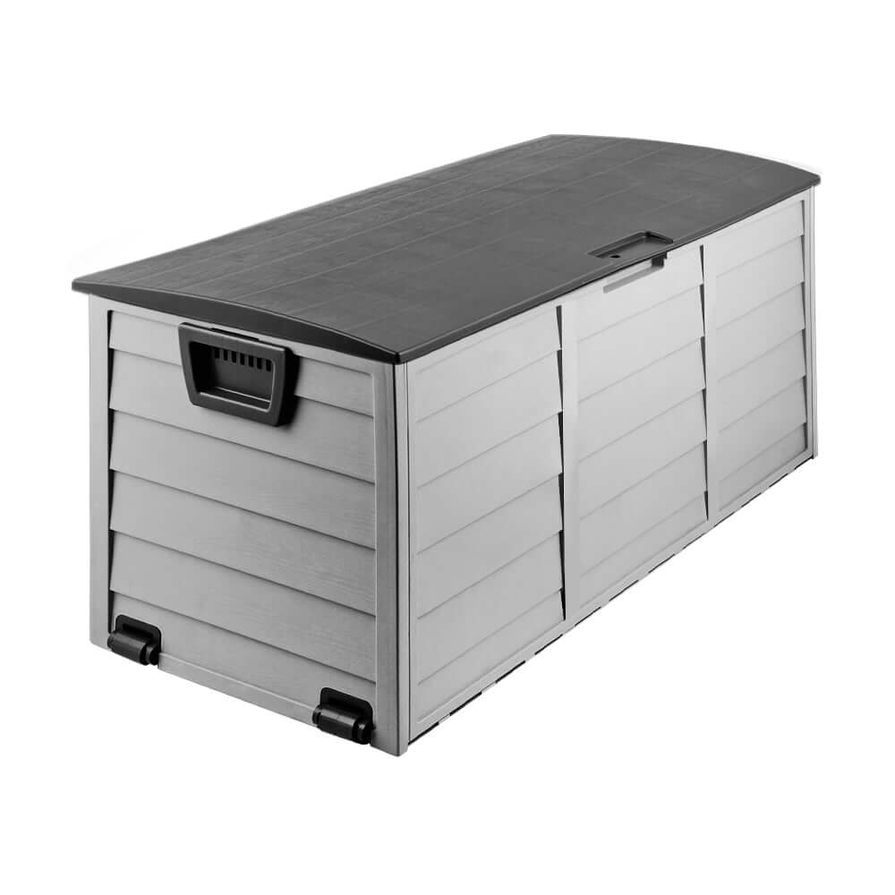 Gardeon 290L outdoor storage box, weather-resistant, lockable, perfect for garden tools and seasonal items.