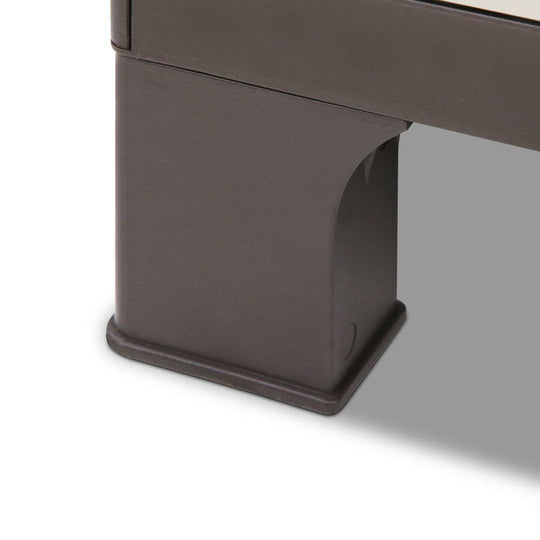 Close-up of Gardeon outdoor storage cabinet leg, showcasing sturdy support and durable design for outdoor use.