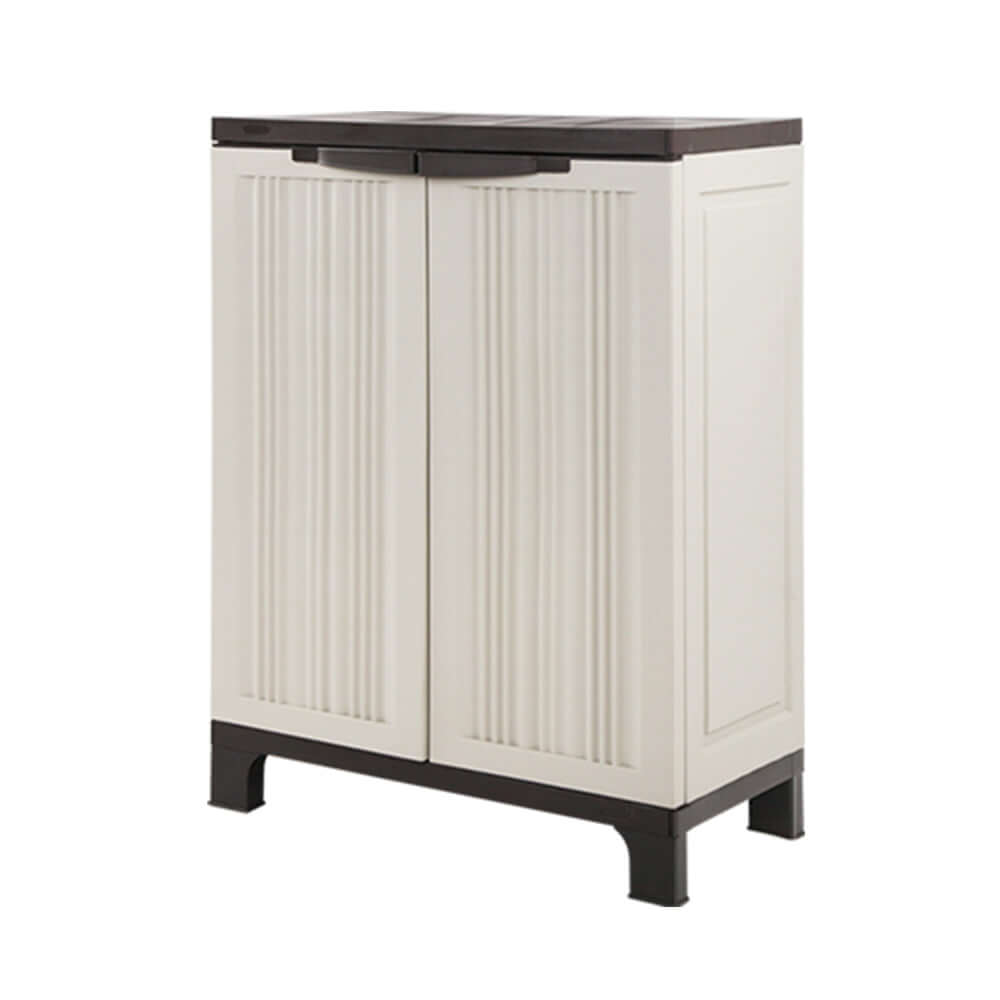 Gardeon outdoor storage cabinet box 92cm lockable cupboard in beige, perfect for DIY and affordable quality storage solutions.