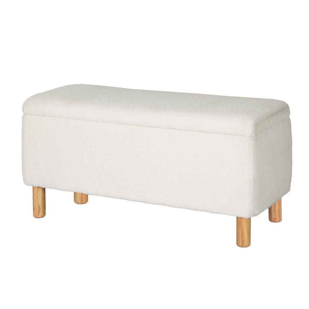 DSZ Product, feed-cond-new, feed-sl-DSZ Freight Payable, newArtiss Storage Ottoman Blanket Box 99Cm Teddy Fabric White - Premium Furniture > Living Room > Ottomans & Footstools from Artiss ! Shop Online Buy Now at S & D's Value Store Family Business Best Customer ServiceDSZ Product, feed-cond-new, feed-sl-DSZ Freight Payable, new