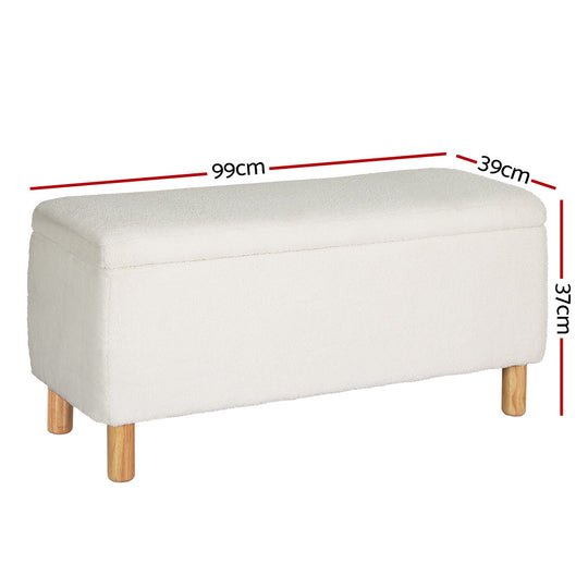 DSZ Product, feed-cond-new, feed-sl-DSZ Freight Payable, newArtiss Storage Ottoman Blanket Box 99Cm Teddy Fabric White - Premium Furniture > Living Room > Ottomans & Footstools from Artiss ! Shop Online Buy Now at S & D's Value Store Family Business Best Customer ServiceDSZ Product, feed-cond-new, feed-sl-DSZ Freight Payable, new