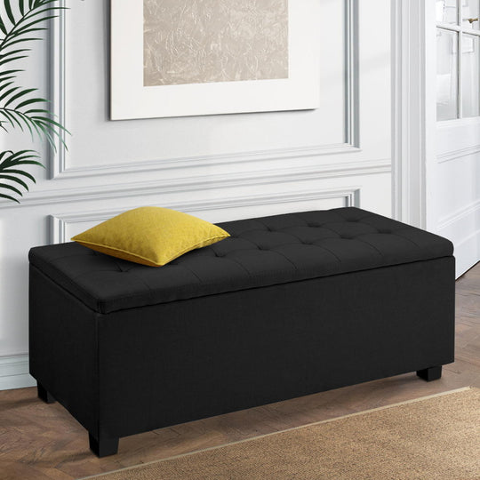 DSZ Product, feed-cond-new, feed-sl-DSZ Freight Payable, newArtiss Storage Ottoman Blanket Box 97Cm Linen Black - Premium Furniture > Living Room > Ottomans & Footstools from Artiss ! Shop Online Buy Now at S & D's Value Store Family Business Best Customer ServiceDSZ Product, feed-cond-new, feed-sl-DSZ Freight Payable, new