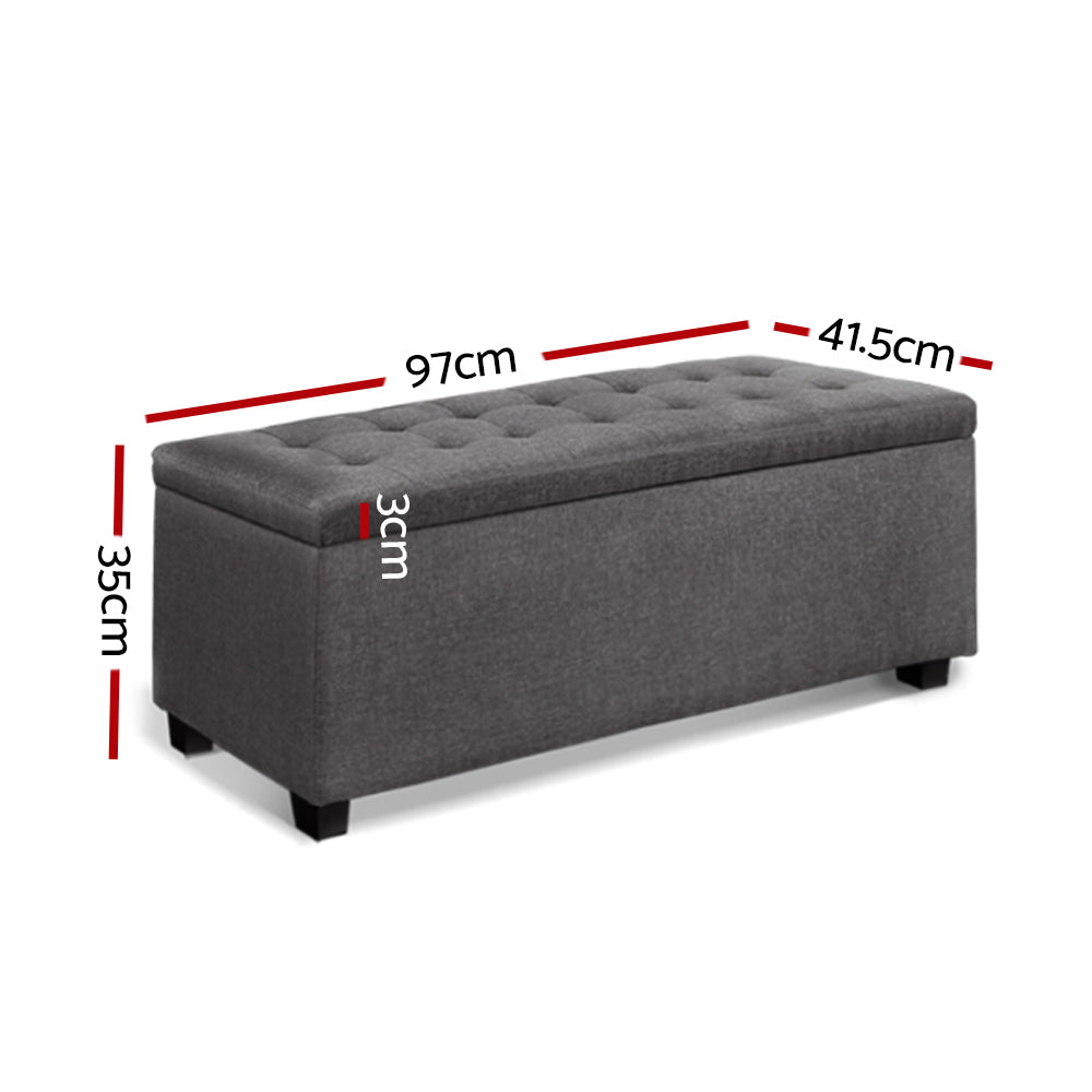 DSZ Product, feed-cond-new, feed-sl-DSZ Freight Payable, newArtiss Storage Ottoman Blanket Box 97Cm Linen Grey - Premium Furniture > Living Room > Ottomans & Footstools from Artiss ! Shop Online Buy Now at S & D's Value Store Family Business Best Customer ServiceDSZ Product, feed-cond-new, feed-sl-DSZ Freight Payable, new