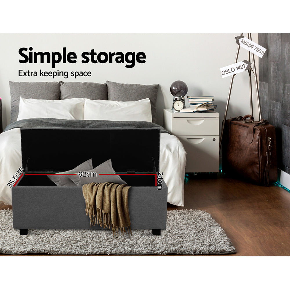 DSZ Product, feed-cond-new, feed-sl-DSZ Freight Payable, newArtiss Storage Ottoman Blanket Box 97Cm Linen Grey - Premium Furniture > Living Room > Ottomans & Footstools from Artiss ! Shop Online Buy Now at S & D's Value Store Family Business Best Customer ServiceDSZ Product, feed-cond-new, feed-sl-DSZ Freight Payable, new