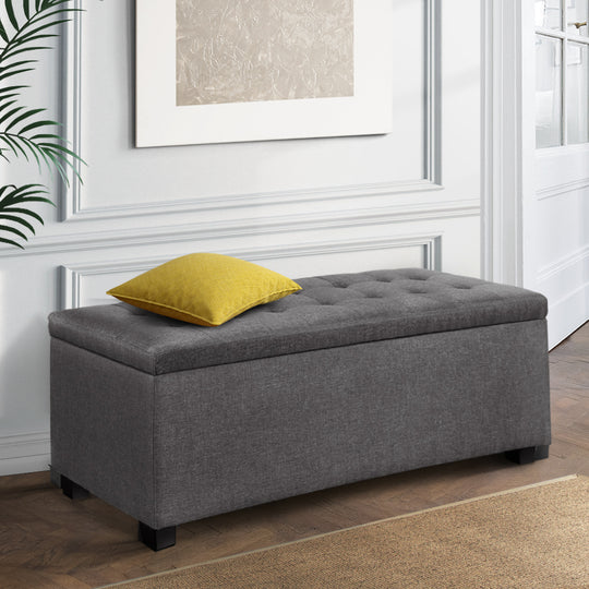 DSZ Product, feed-cond-new, feed-sl-DSZ Freight Payable, newArtiss Storage Ottoman Blanket Box 97Cm Linen Grey - Premium Furniture > Living Room > Ottomans & Footstools from Artiss ! Shop Online Buy Now at S & D's Value Store Family Business Best Customer ServiceDSZ Product, feed-cond-new, feed-sl-DSZ Freight Payable, new