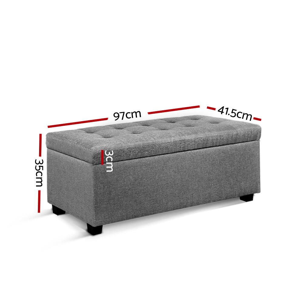 DSZ Product, feed-cond-new, feed-sl-DSZ Freight Payable, newArtiss Storage Ottoman Blanket Box 97Cm Linen Light Grey - Premium Furniture > Living Room > Ottomans & Footstools from Artiss ! Shop Online Buy Now at S & D's Value Store Family Business Best Customer ServiceDSZ Product, feed-cond-new, feed-sl-DSZ Freight Payable, new