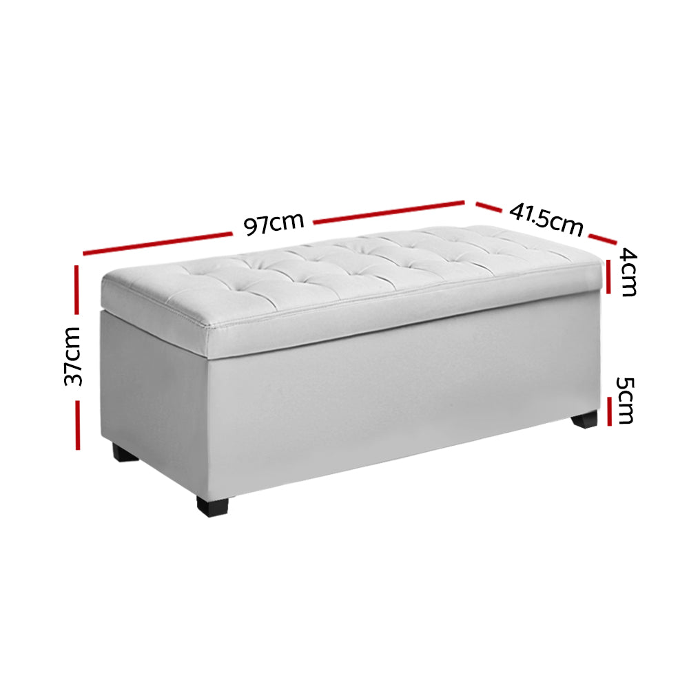 DSZ Product, feed-cond-new, feed-sl-DSZ Freight Payable, newArtiss Storage Ottoman Blanket Box 97Cm Leather White - Premium Furniture > Living Room > Ottomans & Footstools from Artiss ! Shop Online Buy Now at S & D's Value Store Family Business Best Customer ServiceDSZ Product, feed-cond-new, feed-sl-DSZ Freight Payable, new