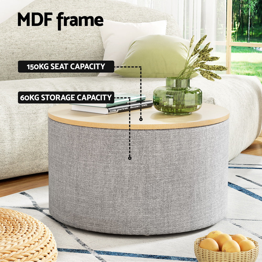 DSZ Product, feed-cond-new, feed-sl-DSZ Freight Payable, newArtiss Storage Ottoman Blanket Box 60Cm Linen Round Grey - Premium Furniture > Living Room > Ottomans & Footstools from Artiss ! Shop Online Buy Now at S & D's Value Store Family Business Best Customer ServiceDSZ Product, feed-cond-new, feed-sl-DSZ Freight Payable, new