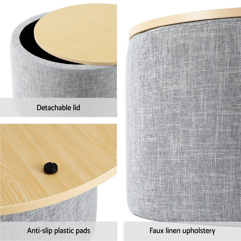 DSZ Product, feed-cond-new, feed-sl-DSZ Freight Payable, newArtiss Storage Ottoman Blanket Box 60Cm Linen Round Grey - Premium Furniture > Living Room > Ottomans & Footstools from Artiss ! Shop Online Buy Now at S & D's Value Store Family Business Best Customer ServiceDSZ Product, feed-cond-new, feed-sl-DSZ Freight Payable, new