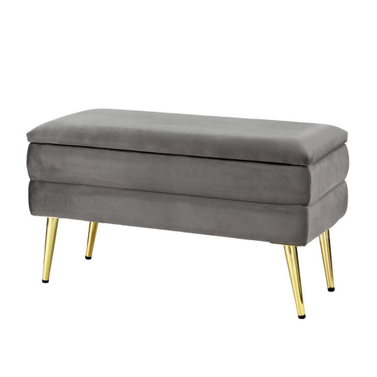 Artiss Ottoman Storage Foot Stool Velvet Grey