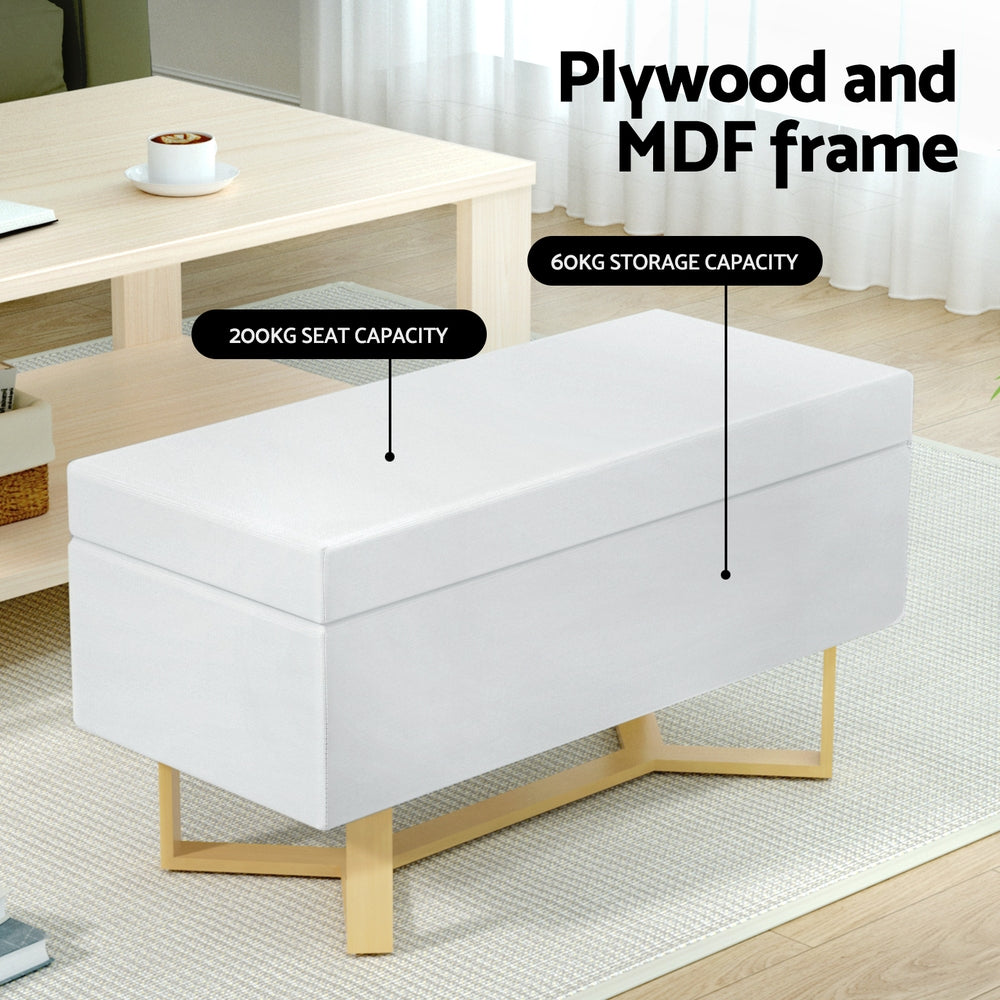 DSZ Product, feed-cond-new, feed-sl-DSZ Freight Payable, newArtiss Storage Ottoman Blanket Box Criss - Cross Linen White - Premium Furniture > Living Room > Ottomans & Footstools from Artiss ! Shop Online Buy Now at S & D's Value Store Family Business Best Customer ServiceDSZ Product, feed-cond-new, feed-sl-DSZ Freight Payable, new