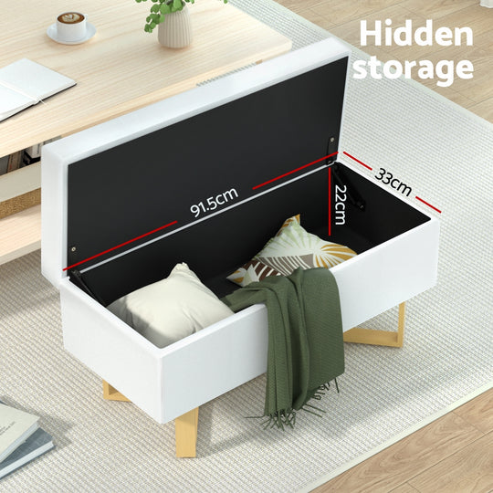 DSZ Product, feed-cond-new, feed-sl-DSZ Freight Payable, newArtiss Storage Ottoman Blanket Box Criss - Cross Linen White - Premium Furniture > Living Room > Ottomans & Footstools from Artiss ! Shop Online Buy Now at S & D's Value Store Family Business Best Customer ServiceDSZ Product, feed-cond-new, feed-sl-DSZ Freight Payable, new