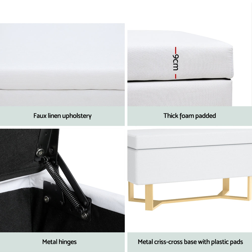 DSZ Product, feed-cond-new, feed-sl-DSZ Freight Payable, newArtiss Storage Ottoman Blanket Box Criss - Cross Linen White - Premium Furniture > Living Room > Ottomans & Footstools from Artiss ! Shop Online Buy Now at S & D's Value Store Family Business Best Customer ServiceDSZ Product, feed-cond-new, feed-sl-DSZ Freight Payable, new