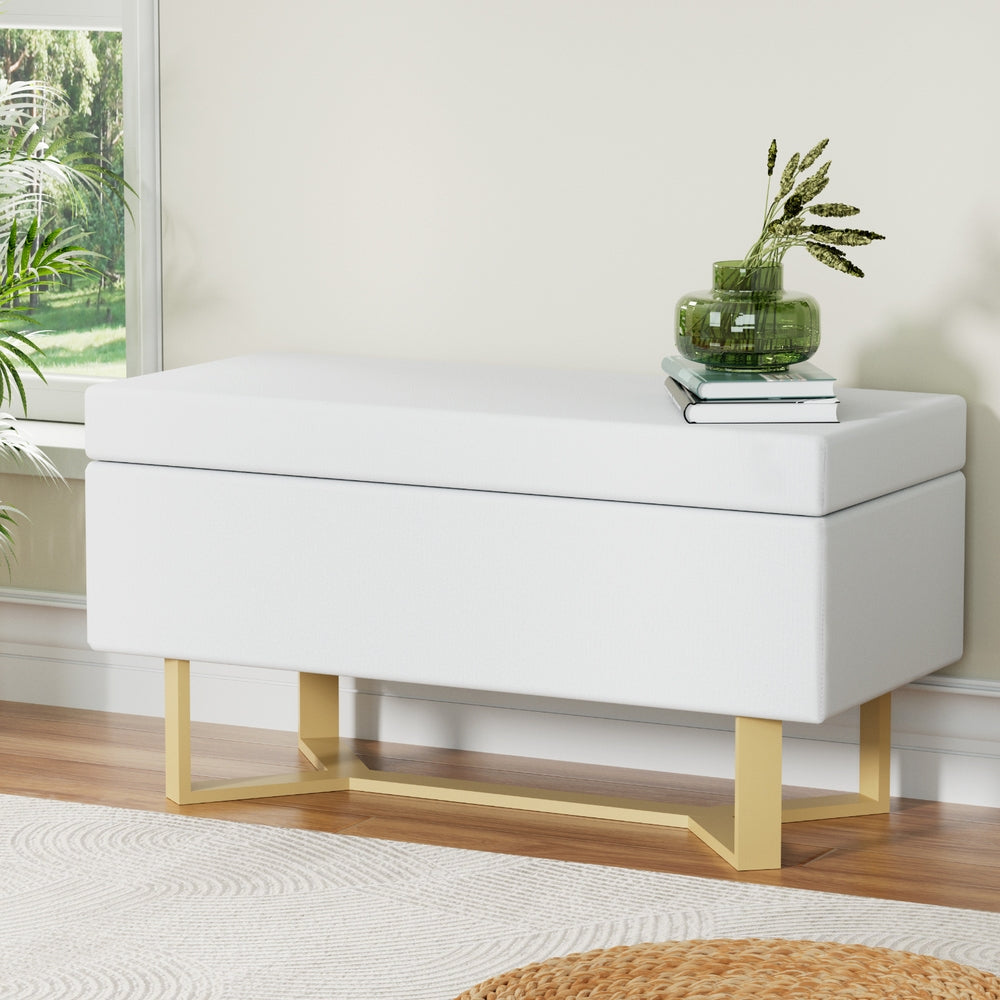 DSZ Product, feed-cond-new, feed-sl-DSZ Freight Payable, newArtiss Storage Ottoman Blanket Box Criss - Cross Linen White - Premium Furniture > Living Room > Ottomans & Footstools from Artiss ! Shop Online Buy Now at S & D's Value Store Family Business Best Customer ServiceDSZ Product, feed-cond-new, feed-sl-DSZ Freight Payable, new