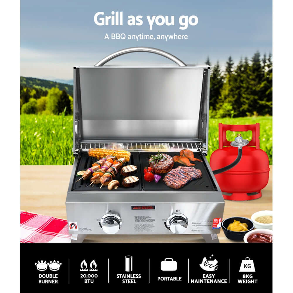 DSZ Product, feed-cond-new, feed-sl-DSZ Freight Payable, newGrillz Portable Gas Bbq Grill 2 Burners With Double Sided Plate - Premium Home & Garden > BBQ > BBQ Tools from Grillz ! Shop Online Buy Now at S & D's Value Store Family Business Best Customer ServiceDSZ Product, feed-cond-new, feed-sl-DSZ Freight Payable, new