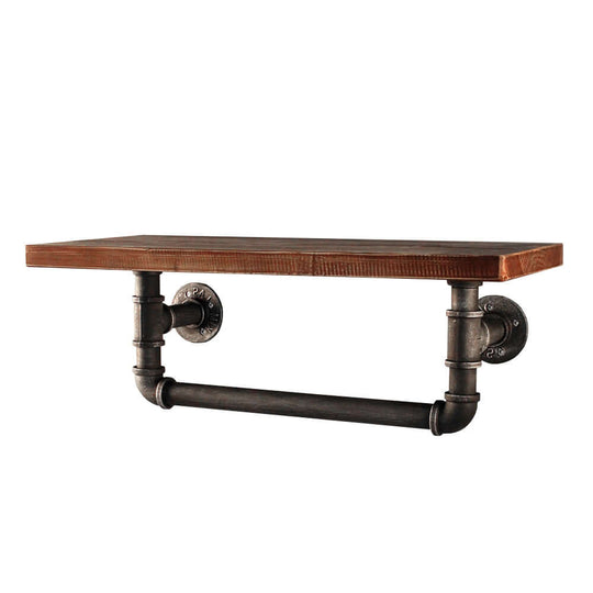 Artiss Floating DIY Pipe Shelf IVES with rustic solid timber, metal pipe design, perfect for home or office decor.