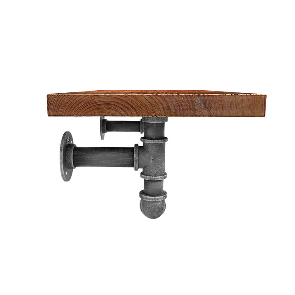 Artiss DIY floating pipe shelf with rustic timber and black metal pipe design, perfect for home or office decor.