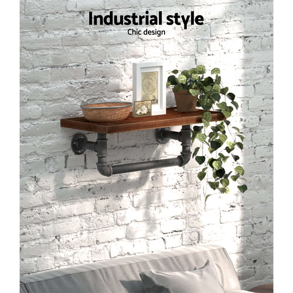 Artiss Floating DIY Pipe Shelf IVES, an affordable and stylish industrial shelf featuring metal pipes and solid wood design.