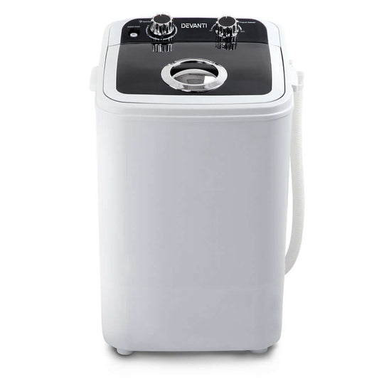 Devanti Portable Washing Machine 4.6KG Black, Lightweight and Easy to Move. Perfect for Small Spaces.