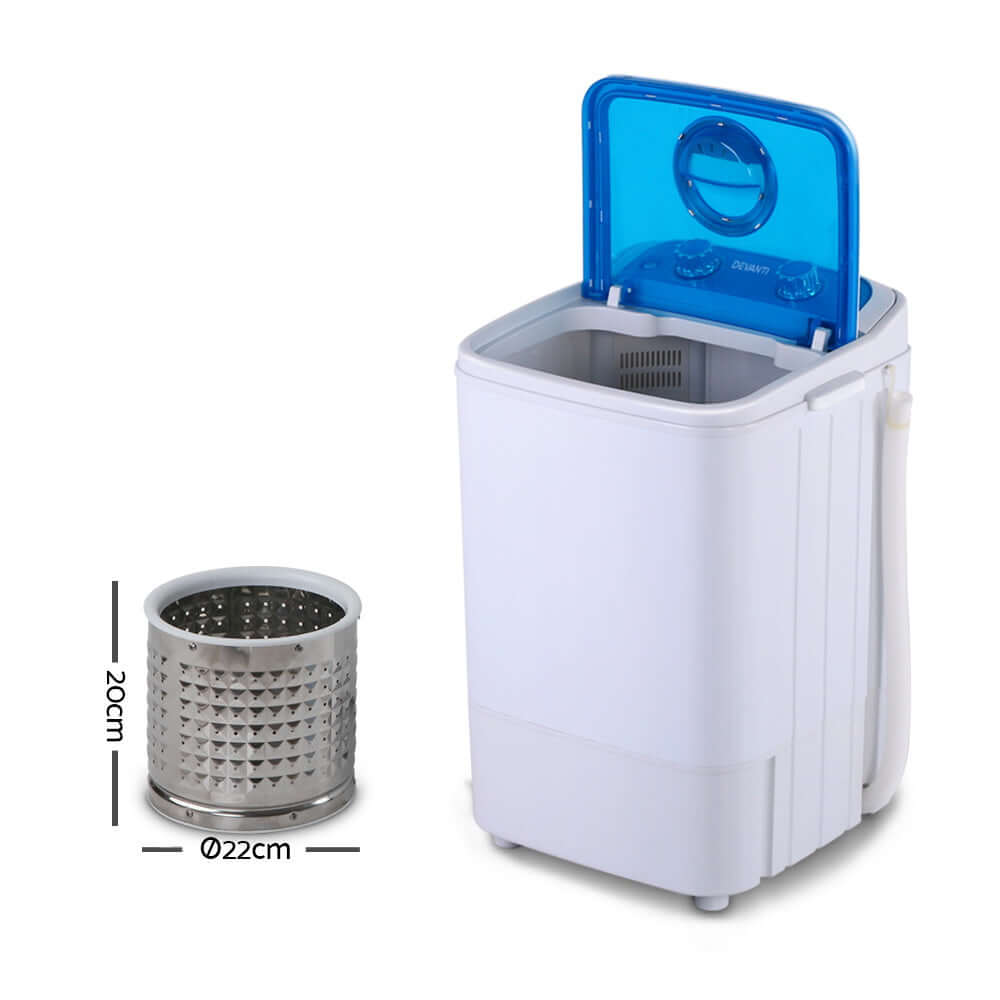 Devanti Portable Washing Machine 4.6KG with Spin Dry Basket - Lightweight 2-in-1 Blue Camping Washer