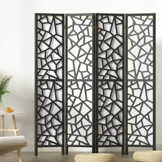 DSZ Product, feed-cond-new, feed-sl-DSZ Freight Payable, newArtiss 4 Panel Room Divider Screen 162 X 170Cm Clover Black - Premium Furniture > Bedroom > Room Dividers from Artiss ! Shop Online Buy Now at S & D's Value Store Family Business Best Customer ServiceDSZ Product, feed-cond-new, feed-sl-DSZ Freight Payable, new