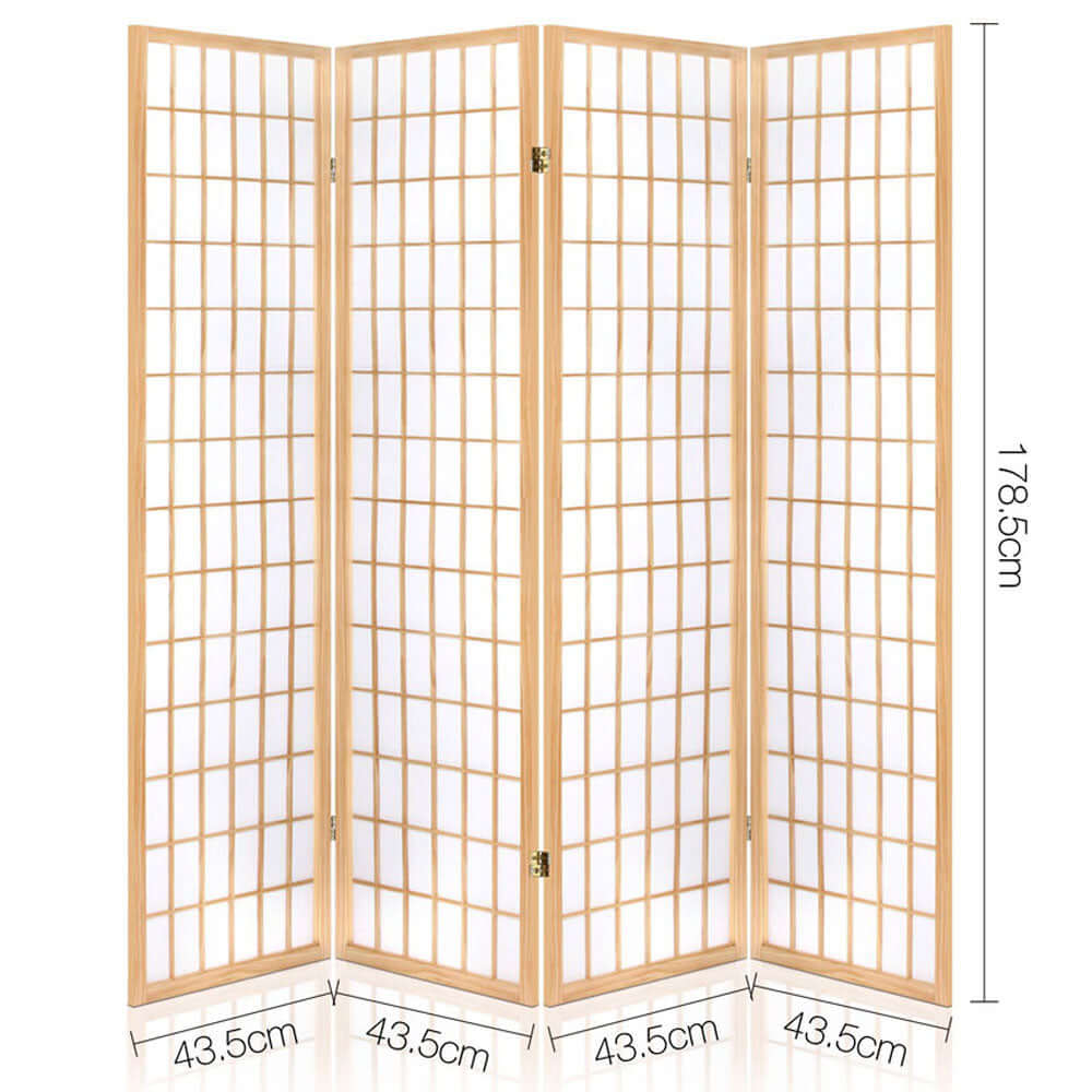 شاشة تقسيم الغرف Artiss 4 Panel مقاس 174x179 سم طبيعية