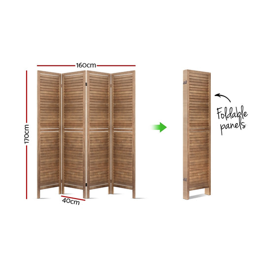 DSZ Product, feed-cond-new, feed-sl-DSZ Freight Payable, newArtiss 4 Panel Room Divider Screen 160 X 170Cm Louver Oak - Premium Furniture > Bedroom > Room Dividers from Artiss ! Shop Online Buy Now at S & D's Value Store Family Business Best Customer ServiceDSZ Product, feed-cond-new, feed-sl-DSZ Freight Payable, new