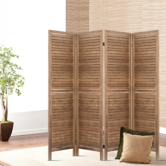 DSZ Product, feed-cond-new, feed-sl-DSZ Freight Payable, newArtiss 4 Panel Room Divider Screen 160 X 170Cm Louver Oak - Premium Furniture > Bedroom > Room Dividers from Artiss ! Shop Online Buy Now at S & D's Value Store Family Business Best Customer ServiceDSZ Product, feed-cond-new, feed-sl-DSZ Freight Payable, new