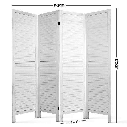 DSZ Product, feed-cond-new, feed-sl-DSZ Freight Payable, newArtiss 4 Panel Room Divider Screen 163 X 170Cm Louver White - Premium Furniture > Bedroom > Room Dividers from Artiss ! Shop Online Buy Now at S & D's Value Store Family Business Best Customer ServiceDSZ Product, feed-cond-new, feed-sl-DSZ Freight Payable, new