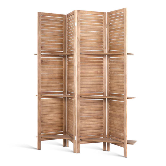 DSZ Product, feed-cond-new, feed-sl-DSZ Freight Payable, newArtiss 4 Panel Room Divider Screen 163 X 170Cm Shelf Oak - Premium Furniture > Bedroom > Room Dividers from Artiss ! Shop Online Buy Now at S & D's Value Store Family Business Best Customer ServiceDSZ Product, feed-cond-new, feed-sl-DSZ Freight Payable, new