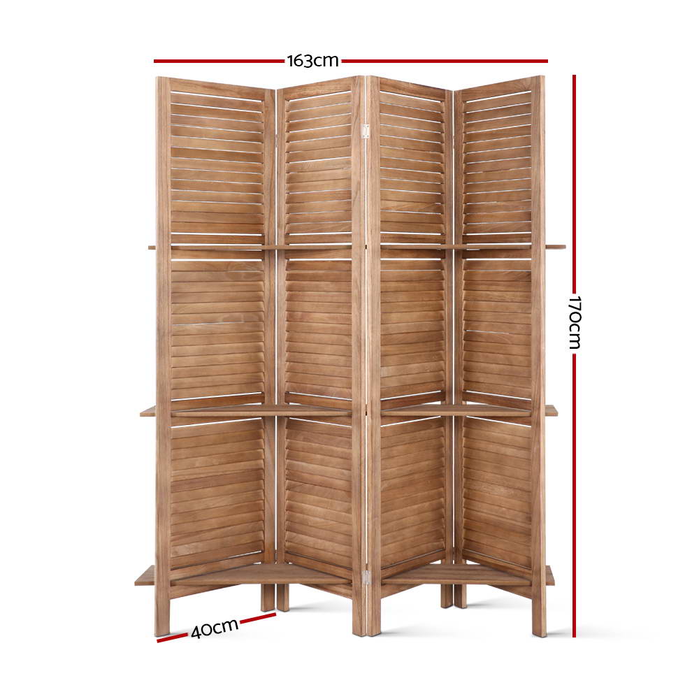 DSZ Product, feed-cond-new, feed-sl-DSZ Freight Payable, newArtiss 4 Panel Room Divider Screen 163 X 170Cm Shelf Oak - Premium Furniture > Bedroom > Room Dividers from Artiss ! Shop Online Buy Now at S & D's Value Store Family Business Best Customer ServiceDSZ Product, feed-cond-new, feed-sl-DSZ Freight Payable, new