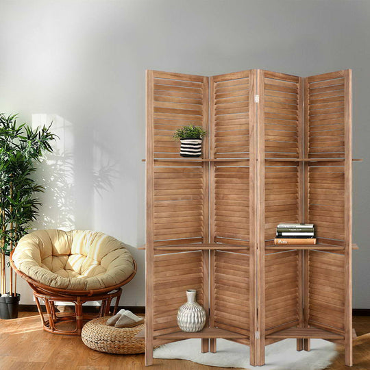 DSZ Product, feed-cond-new, feed-sl-DSZ Freight Payable, newArtiss 4 Panel Room Divider Screen 163 X 170Cm Shelf Oak - Premium Furniture > Bedroom > Room Dividers from Artiss ! Shop Online Buy Now at S & D's Value Store Family Business Best Customer ServiceDSZ Product, feed-cond-new, feed-sl-DSZ Freight Payable, new