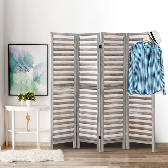 DSZ Product, feed-cond-new, feed-sl-DSZ Freight Payable, newArtiss 4 Panel Room Divider Screen 163 X 170Cm Louver Grey - Premium Furniture > Bedroom > Room Dividers from Artiss ! Shop Online Buy Now at S & D's Value Store Family Business Best Customer ServiceDSZ Product, feed-cond-new, feed-sl-DSZ Freight Payable, new