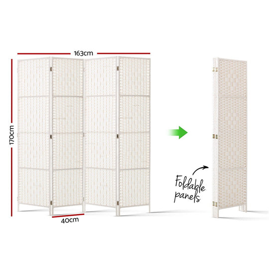 DSZ Product, feed-cond-new, feed-sl-DSZ Freight Payable, newArtiss 4 Panel Room Divider Screen 163 X 170Cm Woven White - Premium Furniture > Bedroom > Room Dividers from Artiss ! Shop Online Buy Now at S & D's Value Store Family Business Best Customer ServiceDSZ Product, feed-cond-new, feed-sl-DSZ Freight Payable, new