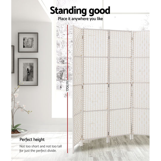 DSZ Product, feed-cond-new, feed-sl-DSZ Freight Payable, newArtiss 4 Panel Room Divider Screen 163 X 170Cm Woven White - Premium Furniture > Bedroom > Room Dividers from Artiss ! Shop Online Buy Now at S & D's Value Store Family Business Best Customer ServiceDSZ Product, feed-cond-new, feed-sl-DSZ Freight Payable, new