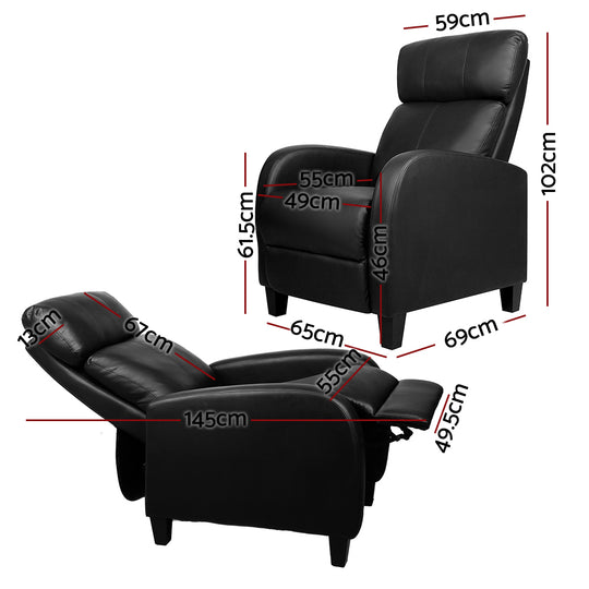 DSZ Product, feed-cond-new, feed-sl-DSZ Freight Payable, newArtiss Pu Leather Reclining Armchair - Black - Premium Furniture > Bar Stools & Chairs > Arm Chairs & Recliners from Artiss ! Shop Online Buy Now at S & D's Value Store Family Business Best Customer ServiceDSZ Product, feed-cond-new, feed-sl-DSZ Freight Payable, new