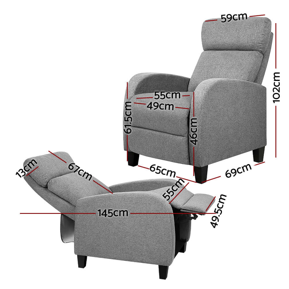 DSZ Product, feed-cond-new, feed-sl-DSZ Freight Payable, newArtiss Fabric Reclining Armchair - Grey - Premium Furniture > Bar Stools & Chairs > Arm Chairs & Recliners from Artiss ! Shop Online Buy Now at S & D's Value Store Family Business Best Customer ServiceDSZ Product, feed-cond-new, feed-sl-DSZ Freight Payable, new